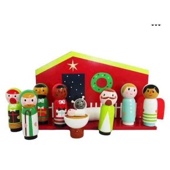 Wooden peg Figurine nativity set - Picture 1 of 5